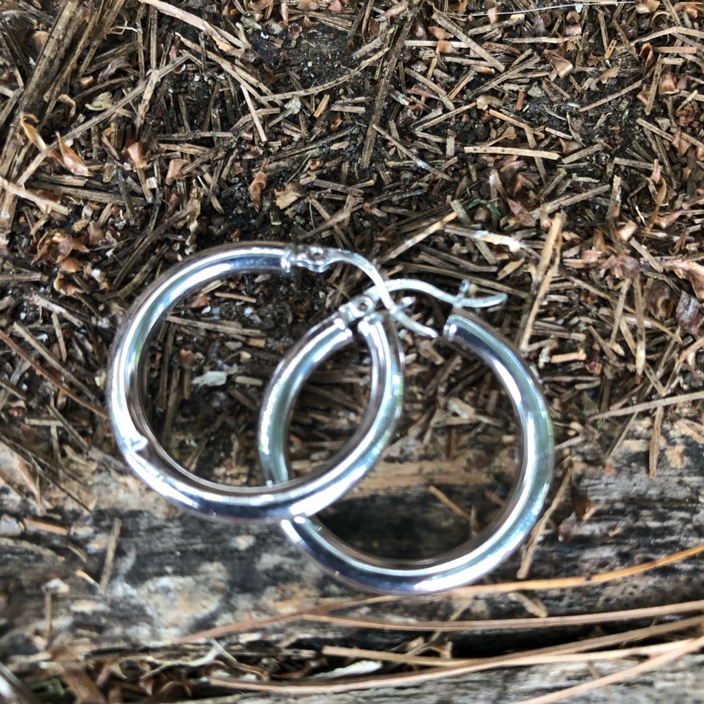 14k white gold hoops